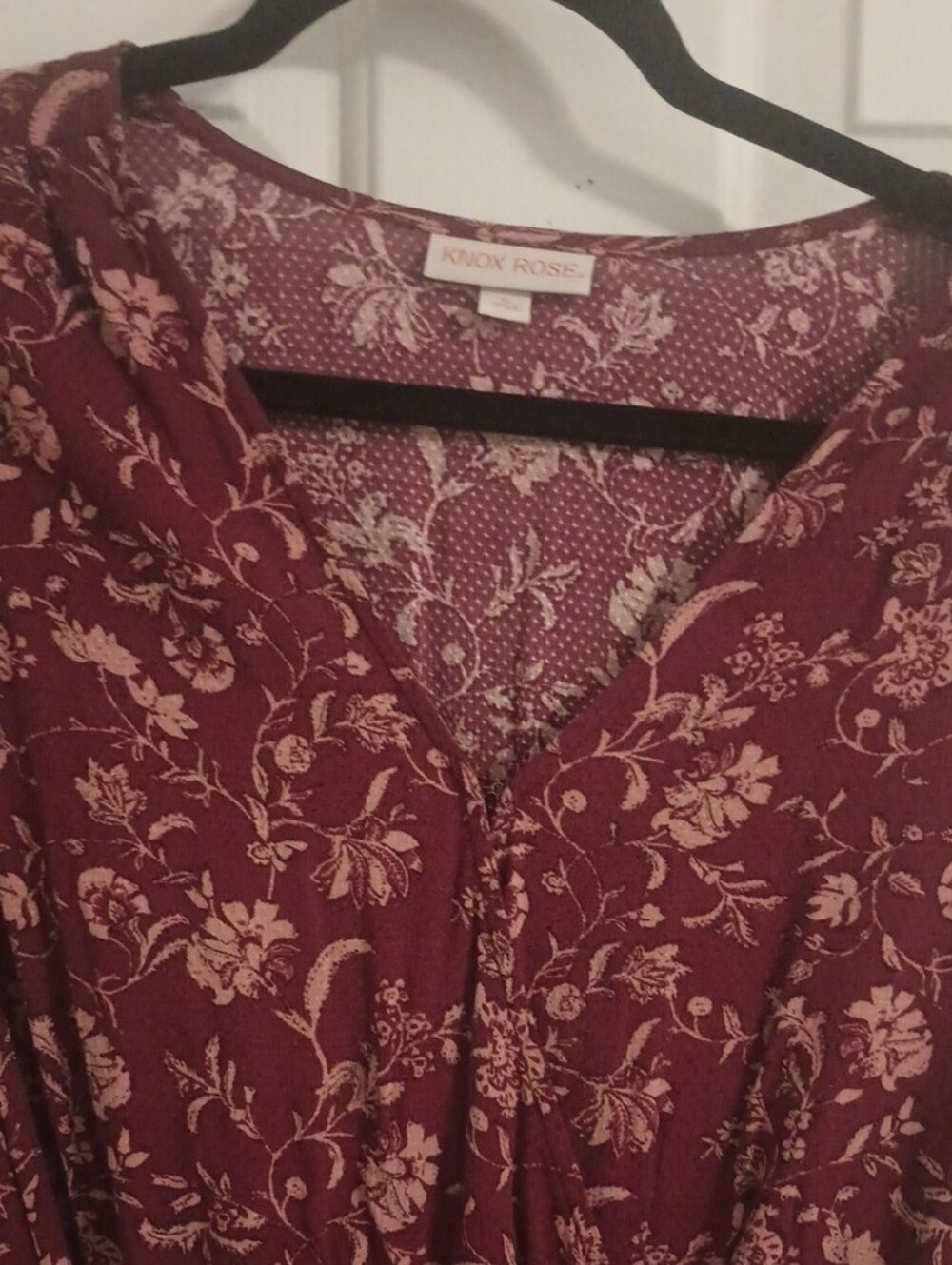Knox Rose Maroon Floral Long-Sleeve Midi Dress - Picture 3 of 9